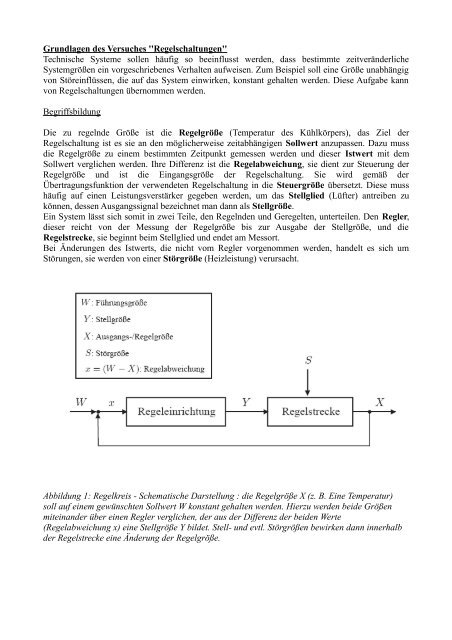 Grundlagen des Versuches ''Regelschaltungen'' Technische ...