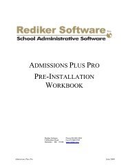 admissions plus pro pre-installation workbook - Rediker Software, Inc.