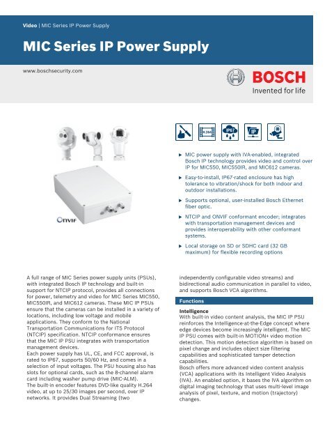 MIC Series IP Power Supply - Bosch Security Systems