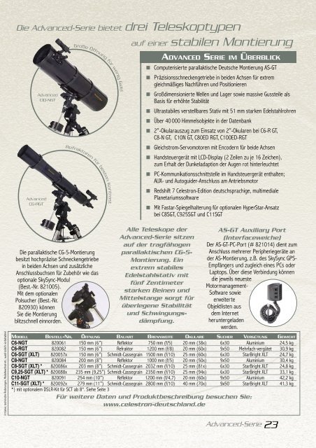 Celestron Teleskope 2009/2010 - Baader-Planetarium GmbH