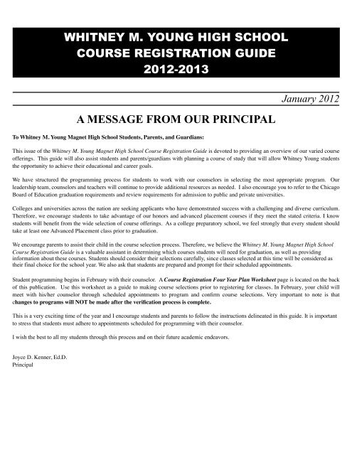 Course Guide High School Course Guide - Whitney M. Young Magnet High School