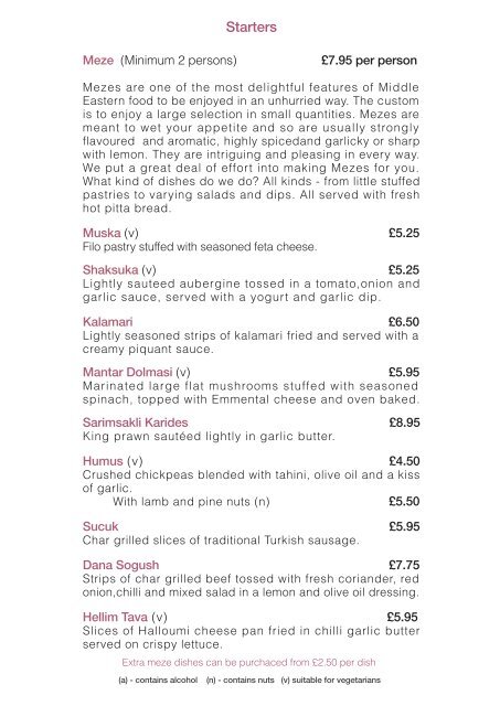 A La Carte - Edinburgh Menus