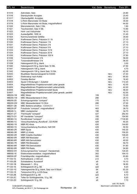 NTL\Preislisten - Bachmann Lehrmittel AG