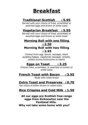 Breakfast Menu - Edinburgh Menus
