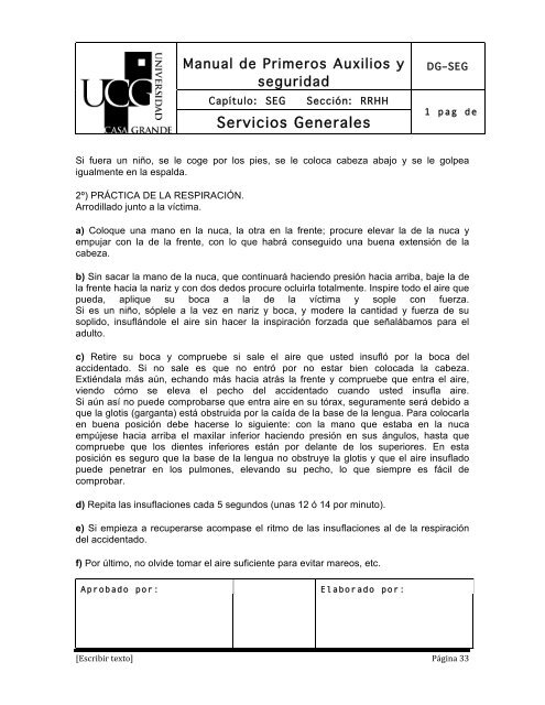 Primeros Auxilios - Universidad Casa Grande