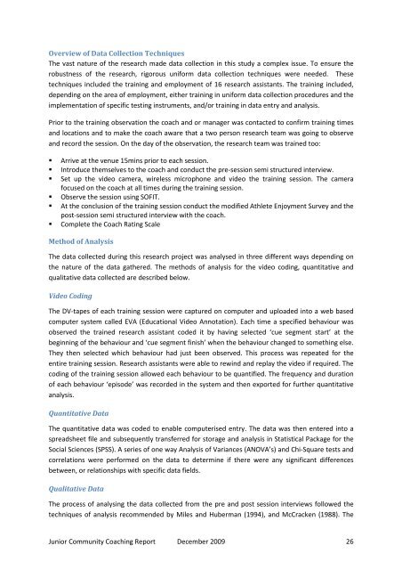 Community Junior Sport Coaching final report - 2009