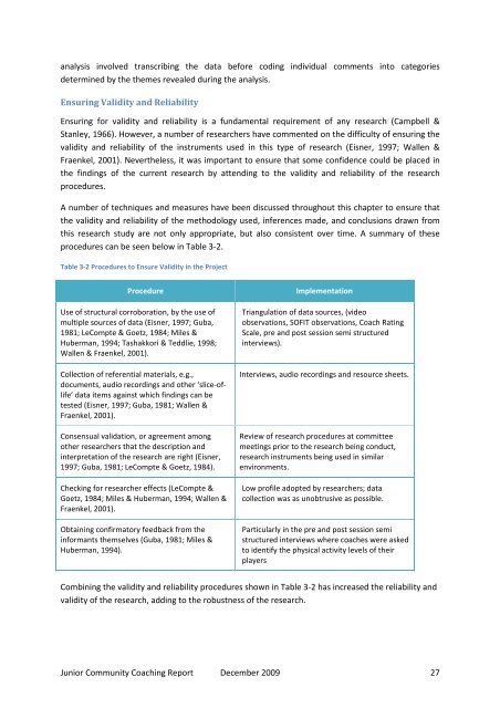 Community Junior Sport Coaching final report - 2009