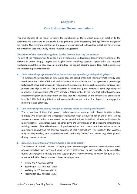 Community Junior Sport Coaching final report - 2009