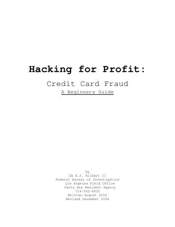 Hacking for Profit: - Information Security Pro