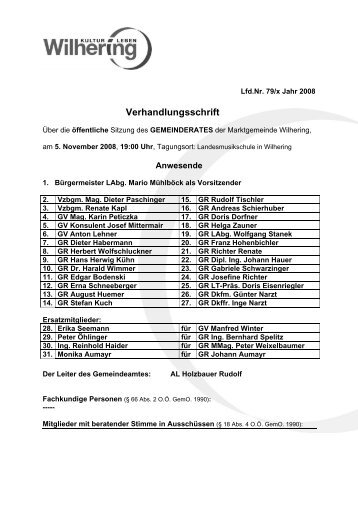 Sitzung vom 05.11.2008 (86 KB) - .PDF - Gemeinde Wilhering