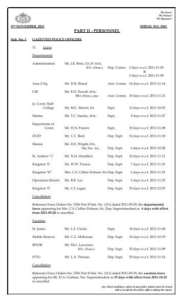 Force Orders 3361B dated 2011-11-03.pdf - Jamaica Constabulary ...
