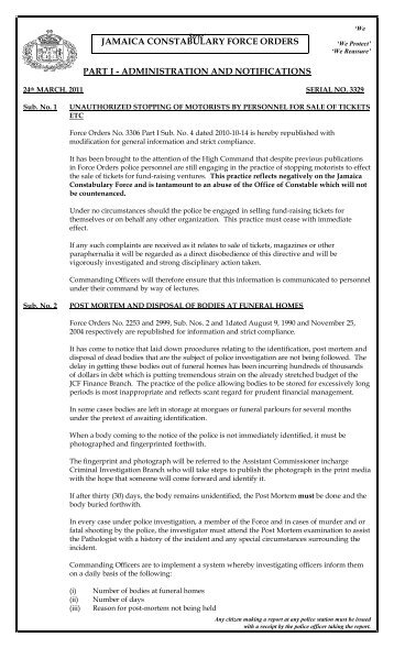 Force Orders 3329A dd 2011-03-24.pdf - Jamaica Constabulary ...