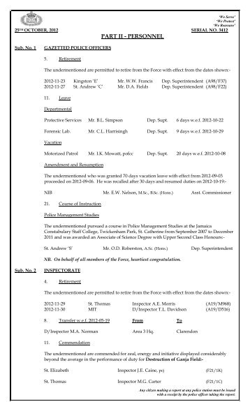 Force Orders 3412B dated 2012-10-25.pdf - Jamaica Constabulary ...