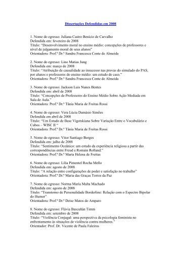DissertaÃ§Ãµes Defendidas em 2008