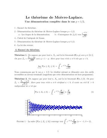 Le théor`eme de Moivre-Laplace.