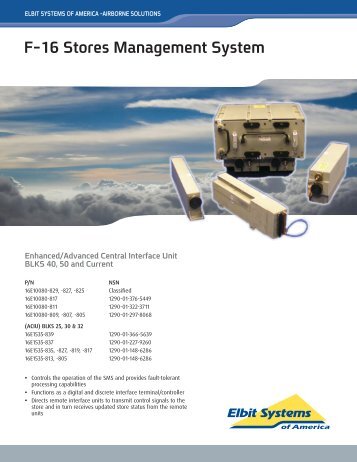 F-16 Stores Management System - Elbit Systems of America