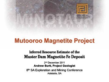 Mutooroo Magnetite Project - SA Explorers