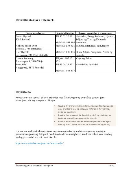 Årsmelding Telemark sau og geit 2012 Side 1 ... - Norsk Sau og Geit