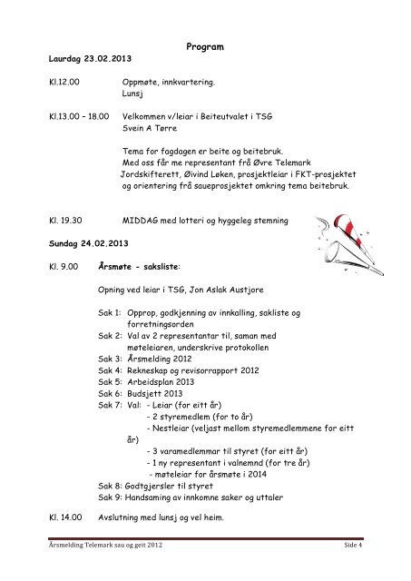 Årsmelding Telemark sau og geit 2012 Side 1 ... - Norsk Sau og Geit