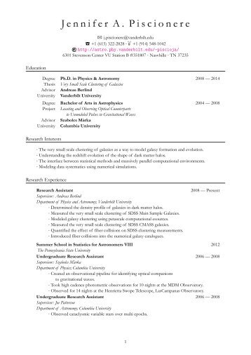 CV (.pdf) - Astronomy Group - Vanderbilt University