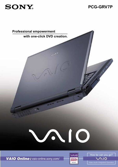 VAIO PCG-GRV7P (791KB) - Sony Style