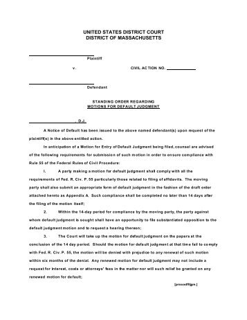 Standing Order - District of Massachusetts