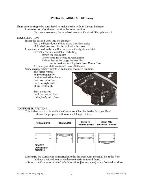 Omega Enlarger Setup - Berkowitz - Educational Pages
