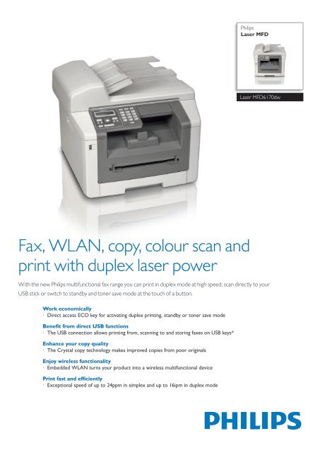 Fax, WLAN, copy, colour scan and print with duplex laser power