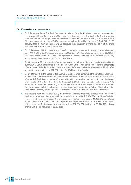 Annual Report 2010 (PDF) - USB Bank