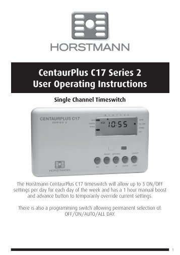 CentaurPlus C17 Series 2 User Operating Instructions - Horstmann