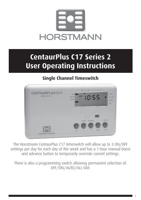 Horstmann Centaurplus C17 Programmer Timer Timeswitch 7 DAY HEATING CONTROL NEW