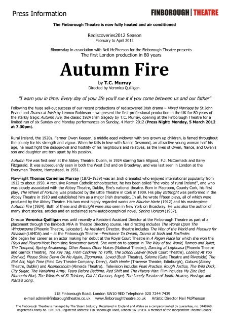 Autumn Fire - Finborough Theatre