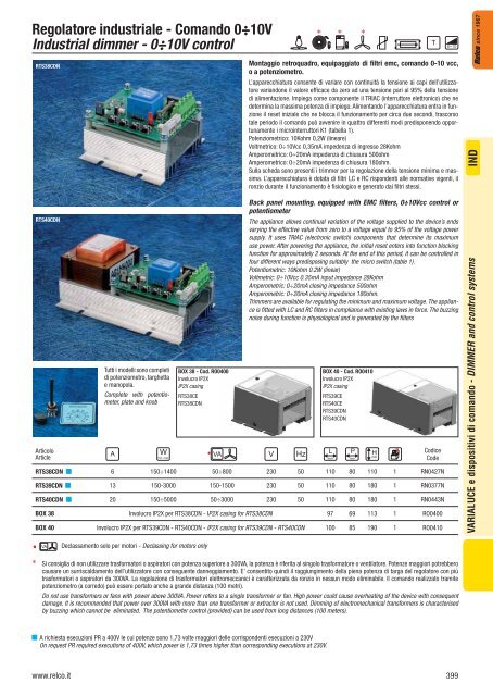 Regolatore industriale - Comando 0Ã·10V Industrial dimmer ... - Relco