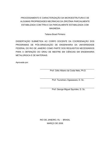 processamento e caracterização da zircônia parcialmente ... - UFRJ