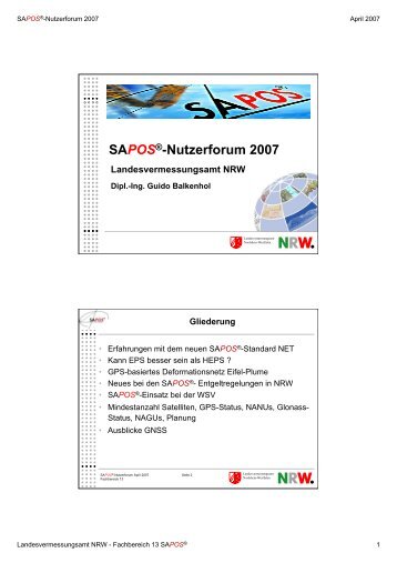 SAPOS®-Anwendungen - Erfahrungen mit dem neuen SAPOS®-Standard NET ...