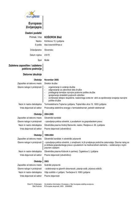 CV direktorja v elektronski PDF obliki - HSE