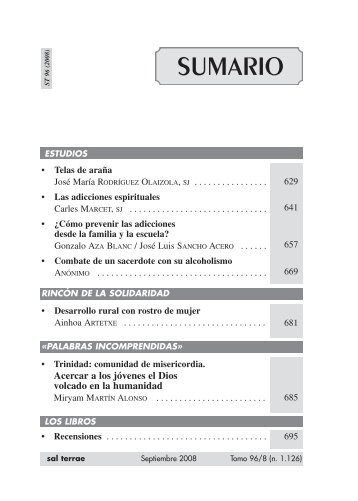 SUMARIO - Editorial Sal Terrae