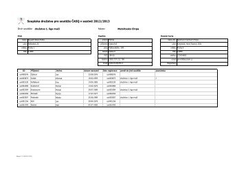 Soupiska druÅ¾stva pro soutÄÅ¾e ÄASQ v sezÃ³nÄ 2012/2013