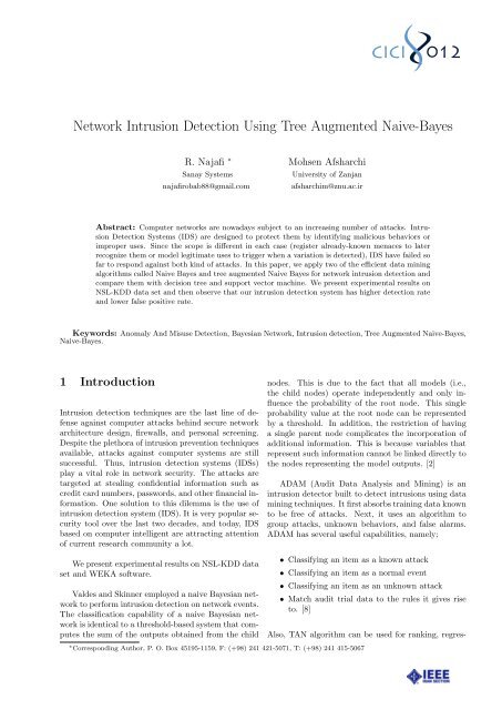 Network Intrusion Detection Using Tree Augmented Naive-Bayes