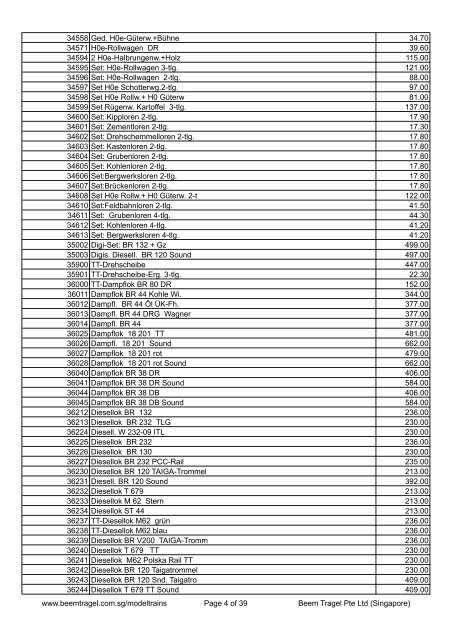 Price list of Roco products 2011-2012 - Beem Tragel