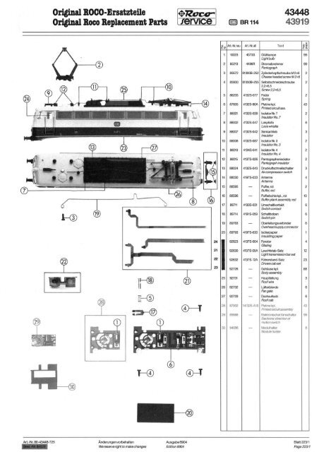 Page 1 Original Roco-Ersatzteile 43448 Original Roco Replacement ...