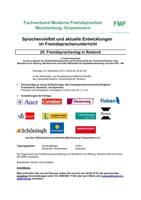 Fachverband Moderne Fremdsprachen Mecklenburg