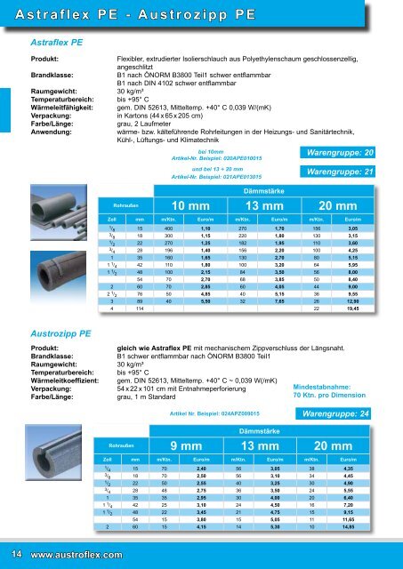 Kautschuk K-flex ST - Austroflex Rohr