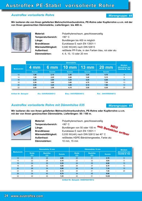 Kautschuk K-flex ST - Austroflex Rohr