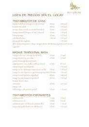 LISTA DE PRECIOS SPA EL COCAY - El Cid Resorts