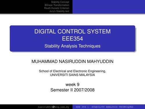 Lecture notes - School Of Electrical & Electronic Engineering - USM