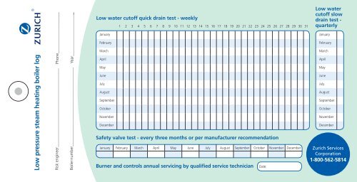 Low pressure steam heating boiler log - Risk Engineering