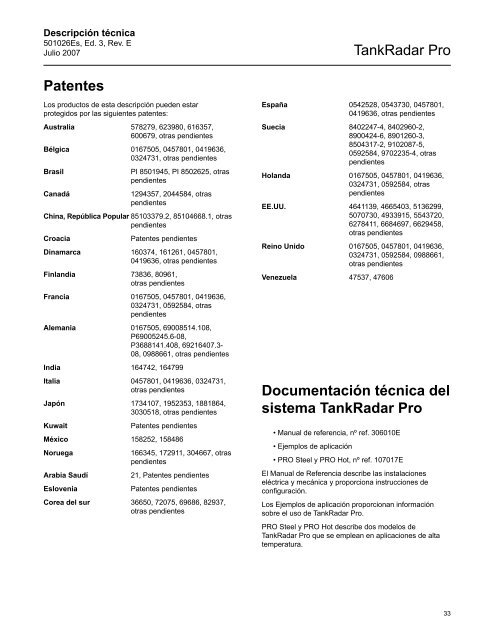 Medidor de nivel por radar - Rosemount Tank Radar