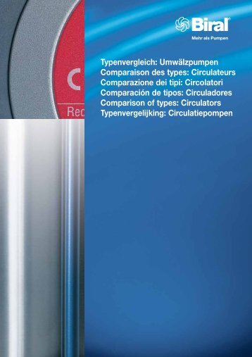 Typenvergleich: Umwälzpumpen Comparaison des types - Biral