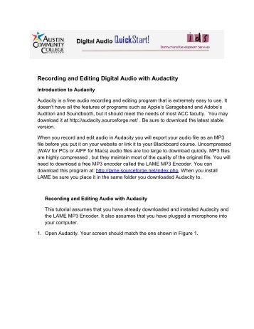 Recording and Editing Digital Audio with Audactity